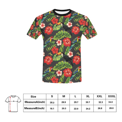 Hibiscus Red With Parrotprint Design LKS303 Men's All Over Print T-shirt