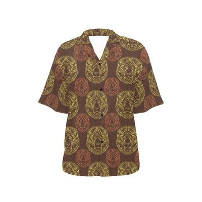 Lion Pattern Print Design 04 Women's Hawaiian Shirt