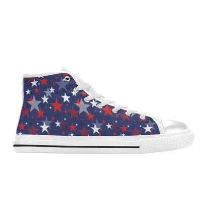 Star Print Design LKS304 High Top Women's White Shoes