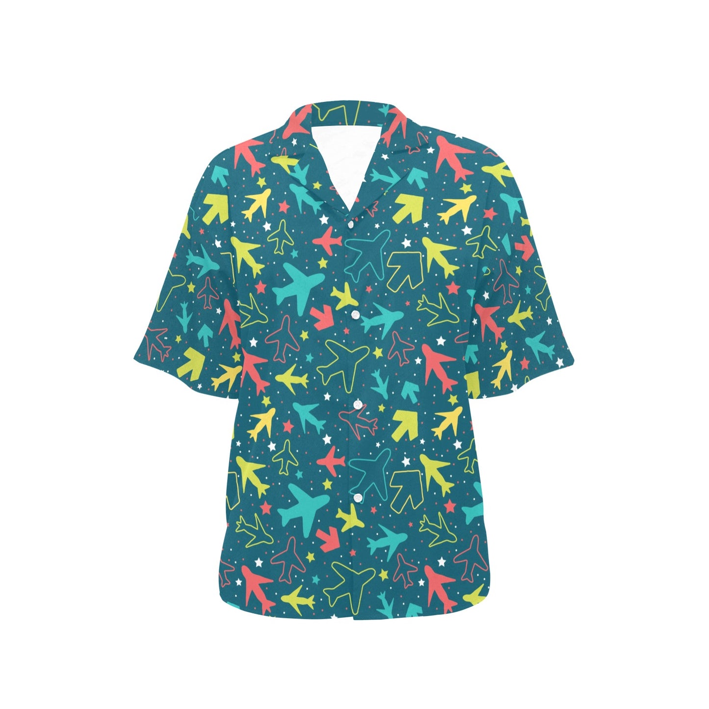 Airplane Pattern Print Design 05 Women's Hawaiian Shirt