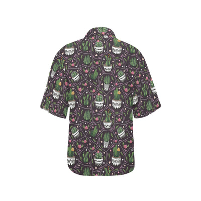 Cactus Pattern Print Design 03 Women's Hawaiian Shirt