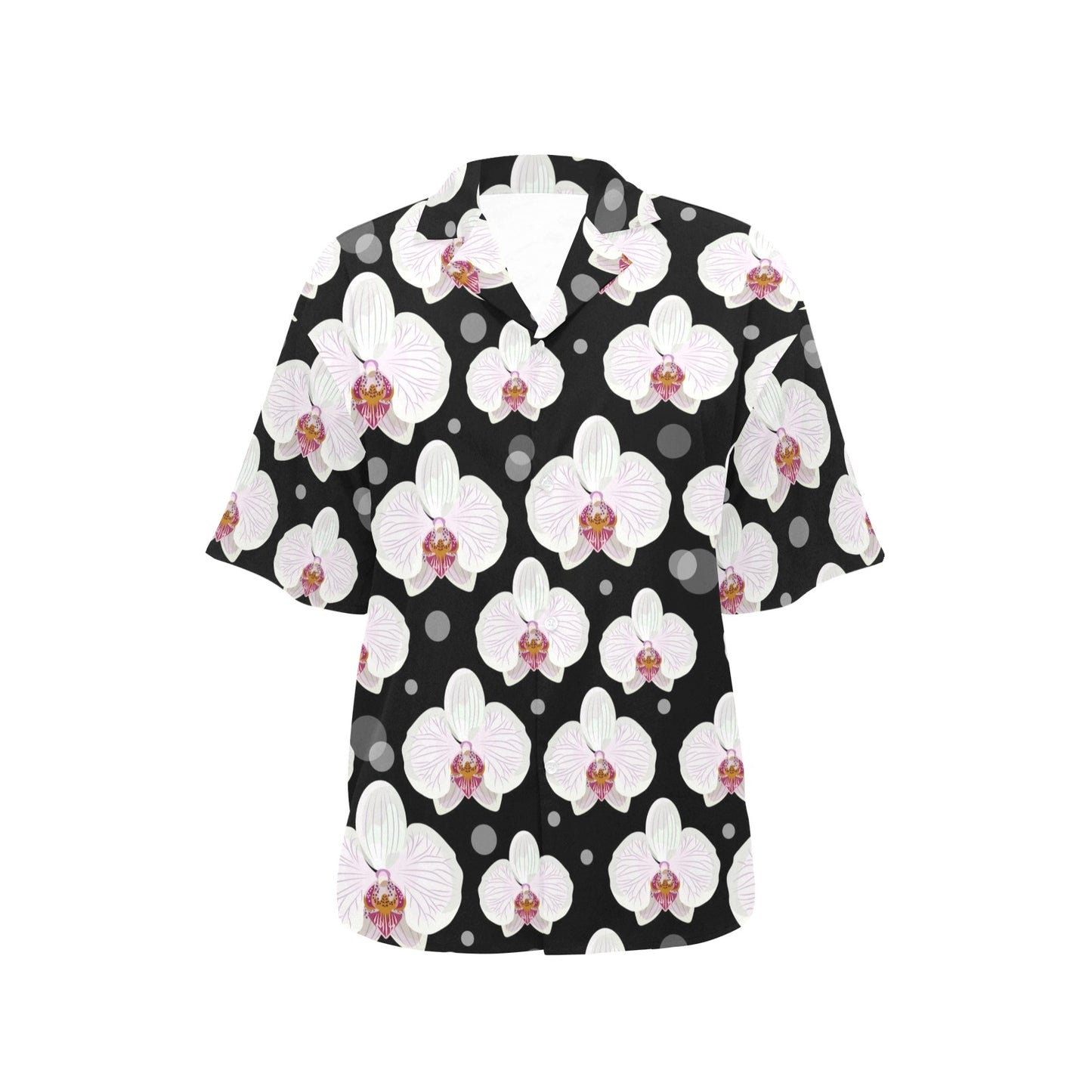 Orchid White Pattern Print Design OR09 Women's Hawaiian Shirt
