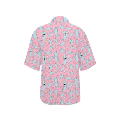 Narwhal Cartoon Cute Print Women's Hawaiian Shirt
