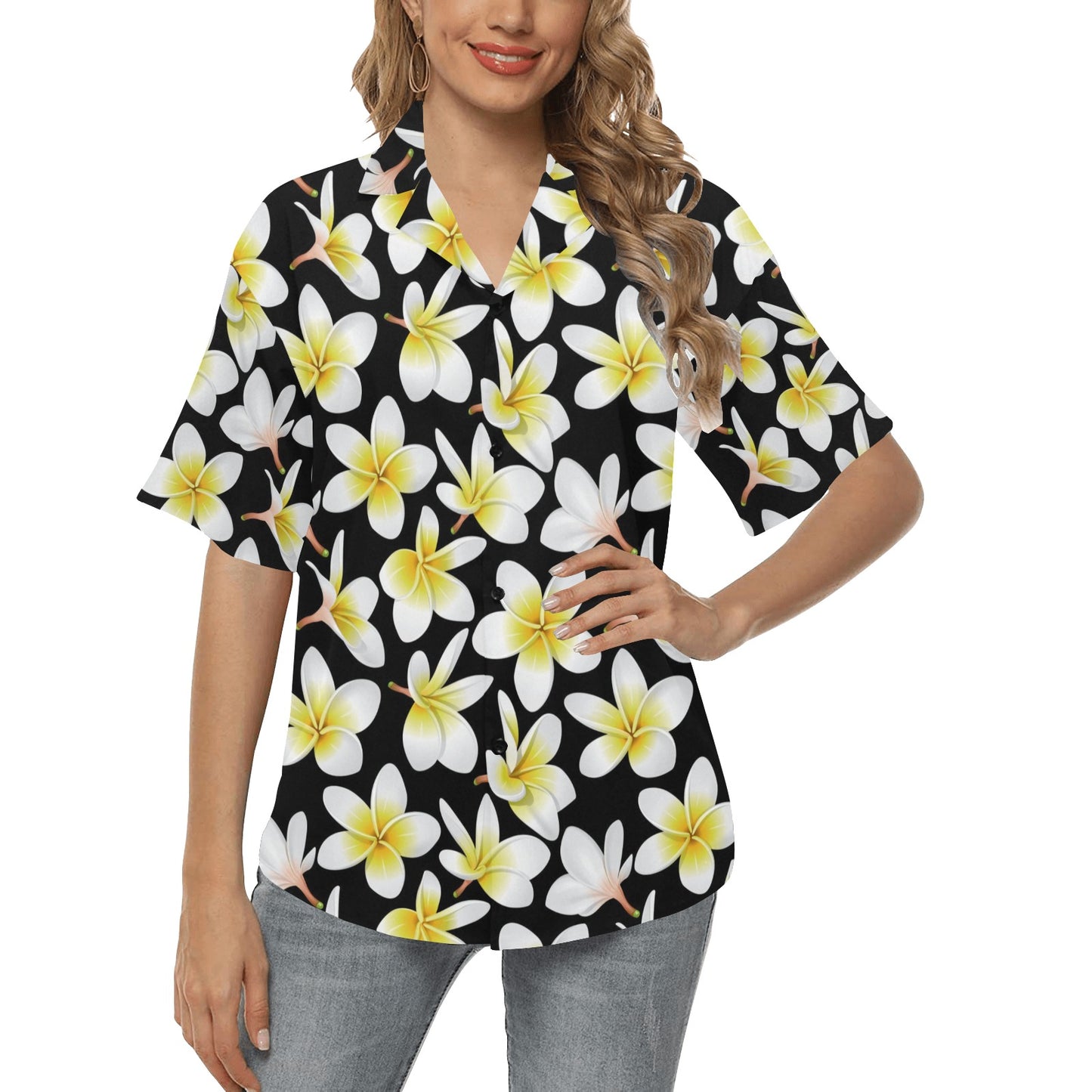 Yellow Plumeria Hawaiian Flowers Women's Hawaiian Shirt