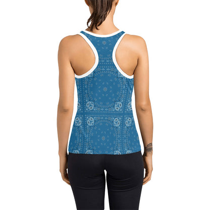 Bandana Blue Print Design LKS301 Women's Racerback Tank Top