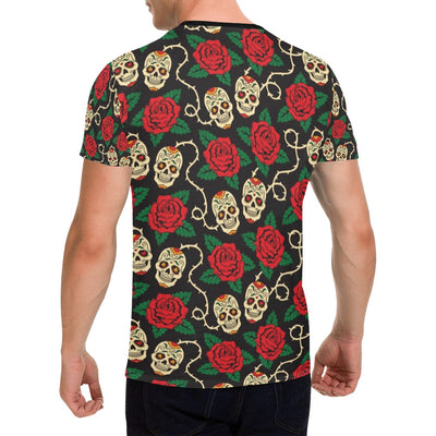 Sugar Skull Red Rose Print Design LKS301 Men's All Over Print T-shirt