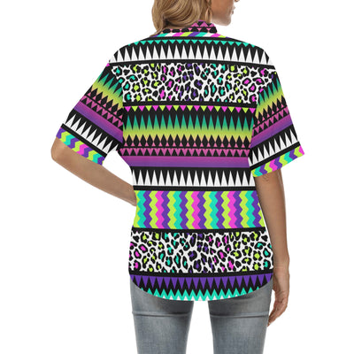 Animal Skin Aztec Rainbow Women's Hawaiian Shirt