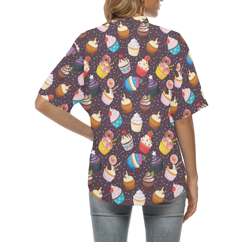 Cupcakes Heart Print Pattern Women's Hawaiian Shirt
