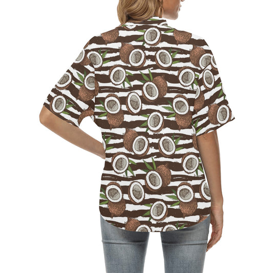 Coconut Pattern Print Design CN04 Women's Hawaiian Shirt