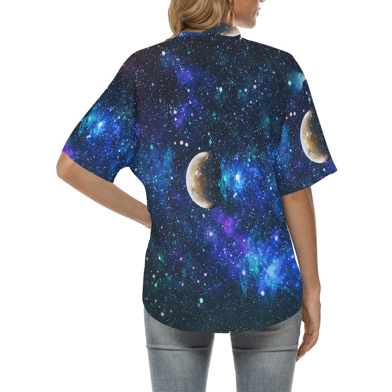 Galaxy Stardust Planet Space Print Women's Hawaiian Shirt