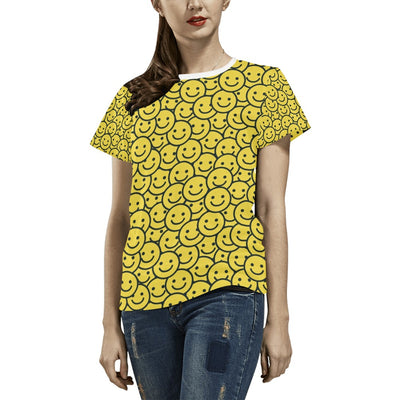 Smiley Face Emoji Print Design LKS302 Women's  T-shirt