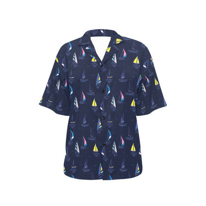 Sailboat Print Design LKS305 Women's Hawaiian Shirt
