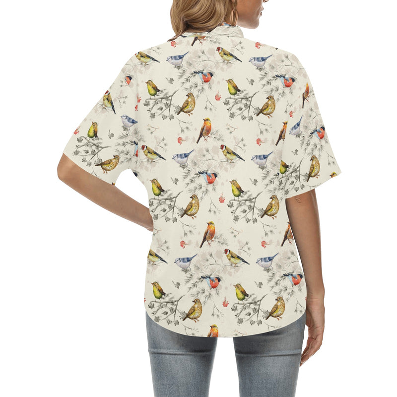 Bird Watercolor Design Pattern Women's Hawaiian Shirt