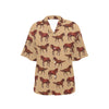 Brown Horse Print Pattern Women's Hawaiian Shirt