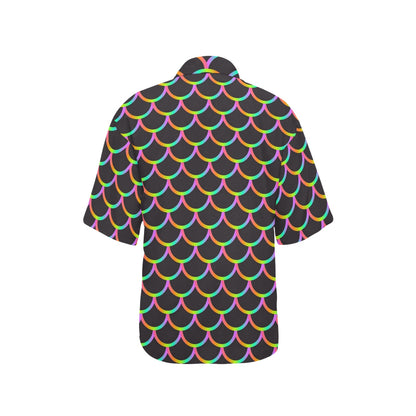 Mermaid Tail Rainbow Design Print Women's Hawaiian Shirt