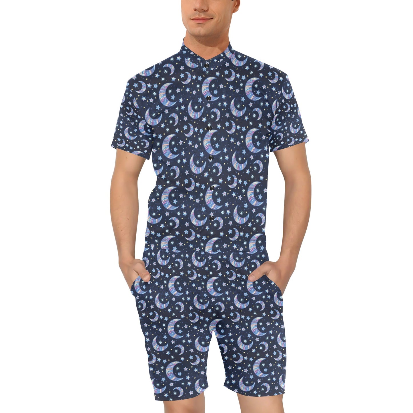 Celestial Moon Pattern Print Design 03 Men's Romper