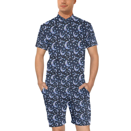 Celestial Moon Pattern Print Design 03 Men's Romper