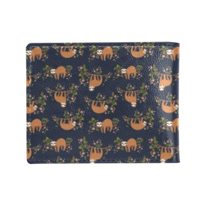 Sloth flower Design Themed Print Men's ID Card Wallet