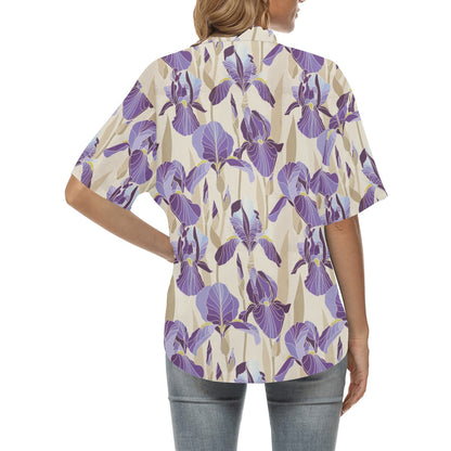 Iris Pattern Print Design IR02 Women's Hawaiian Shirt