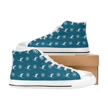 Ski Print Design LKS301 High Top Women's White Shoes