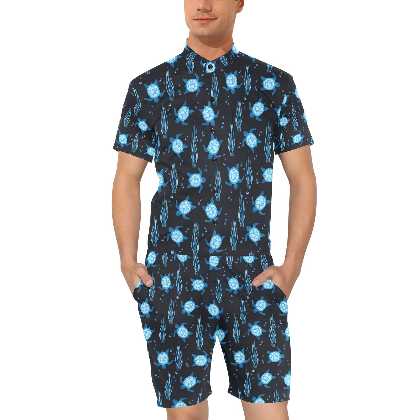 Sea Turtle Print Design LKS3013 Men's Romper