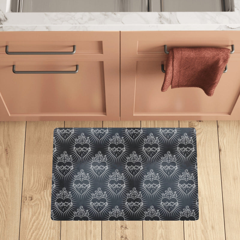 Christian Heart Tattoo Style Kitchen Mat