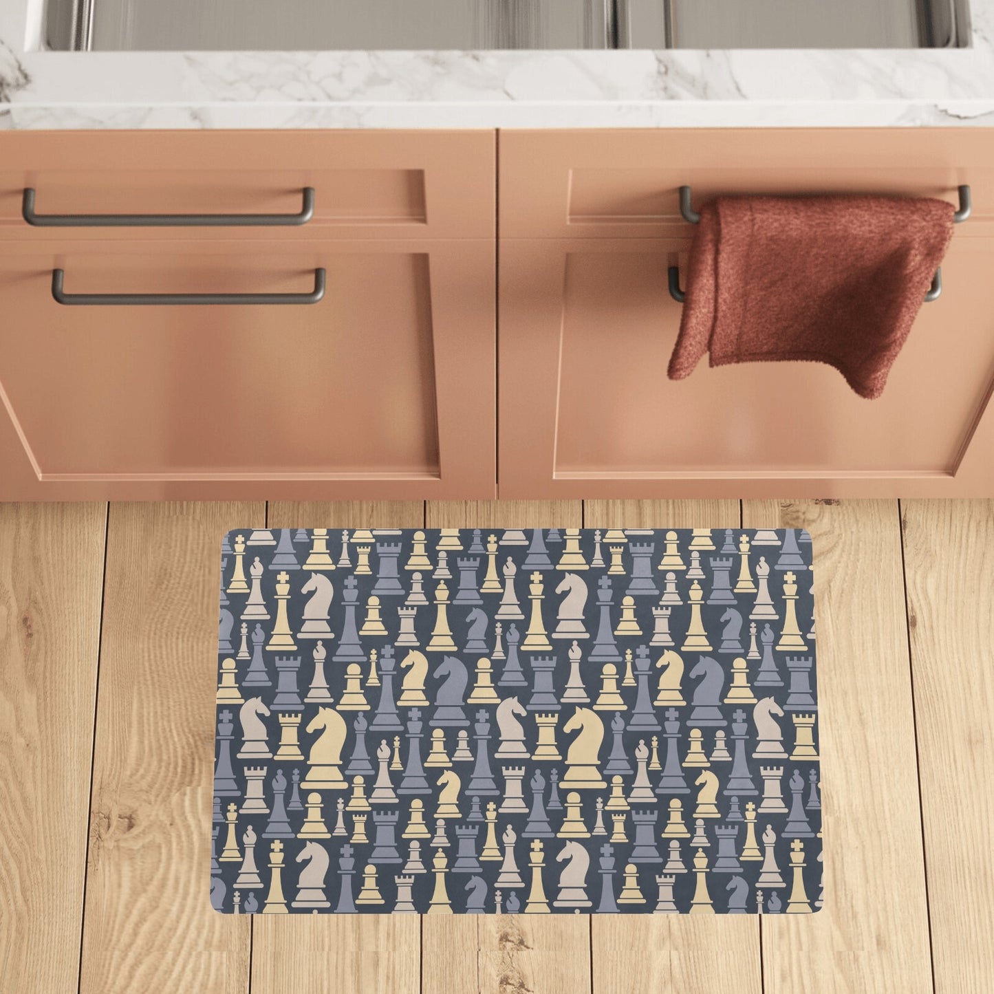Chess Pattern Print Design 04 Kitchen Mat