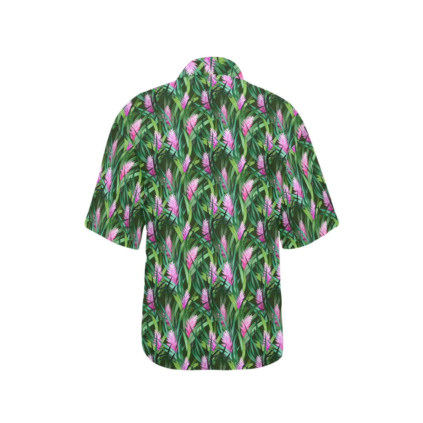 Tropical Folower Pink Heliconia Print Women's Hawaiian Shirt