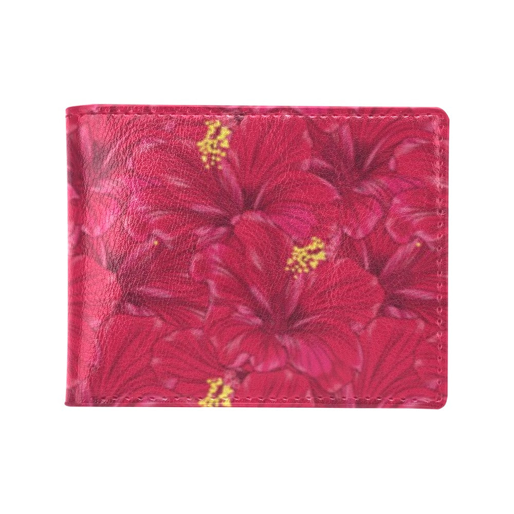 Hibiscus Red Pattern Print LKS308 Men's ID Card Wallet