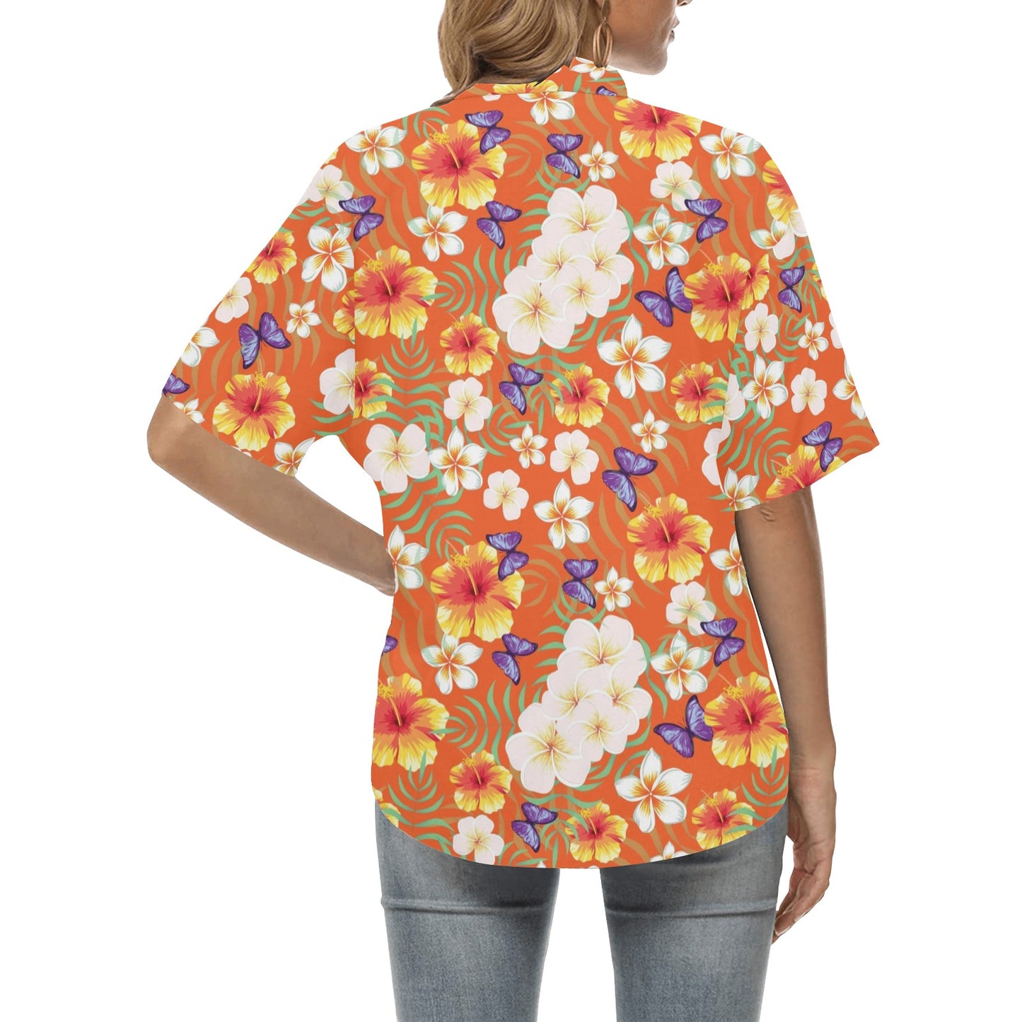Tropical Flower Pattern Print Design TF027 Women's Hawaiian Shirt