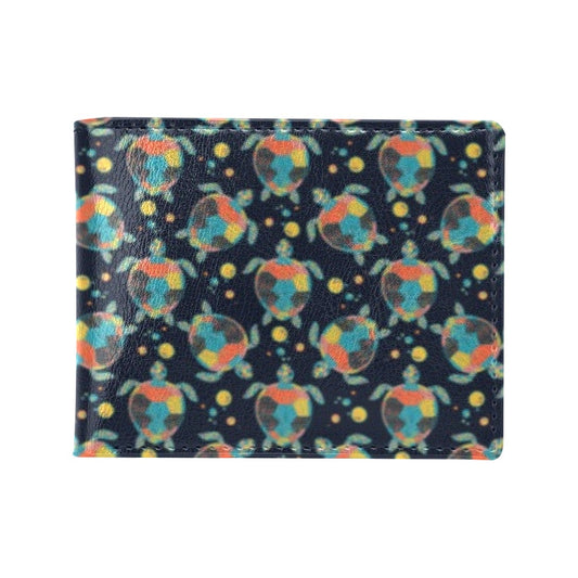 Sea Turtle Colorful with bubble Print Men's ID Card Wallet