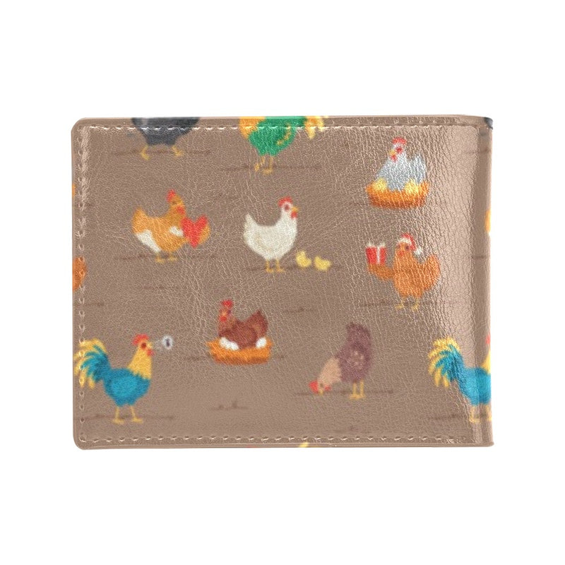 Chicken Happy Print Pattern Men's ID Card Wallet