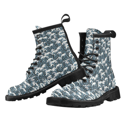 Surf Wave Pattern Print Women's Boots