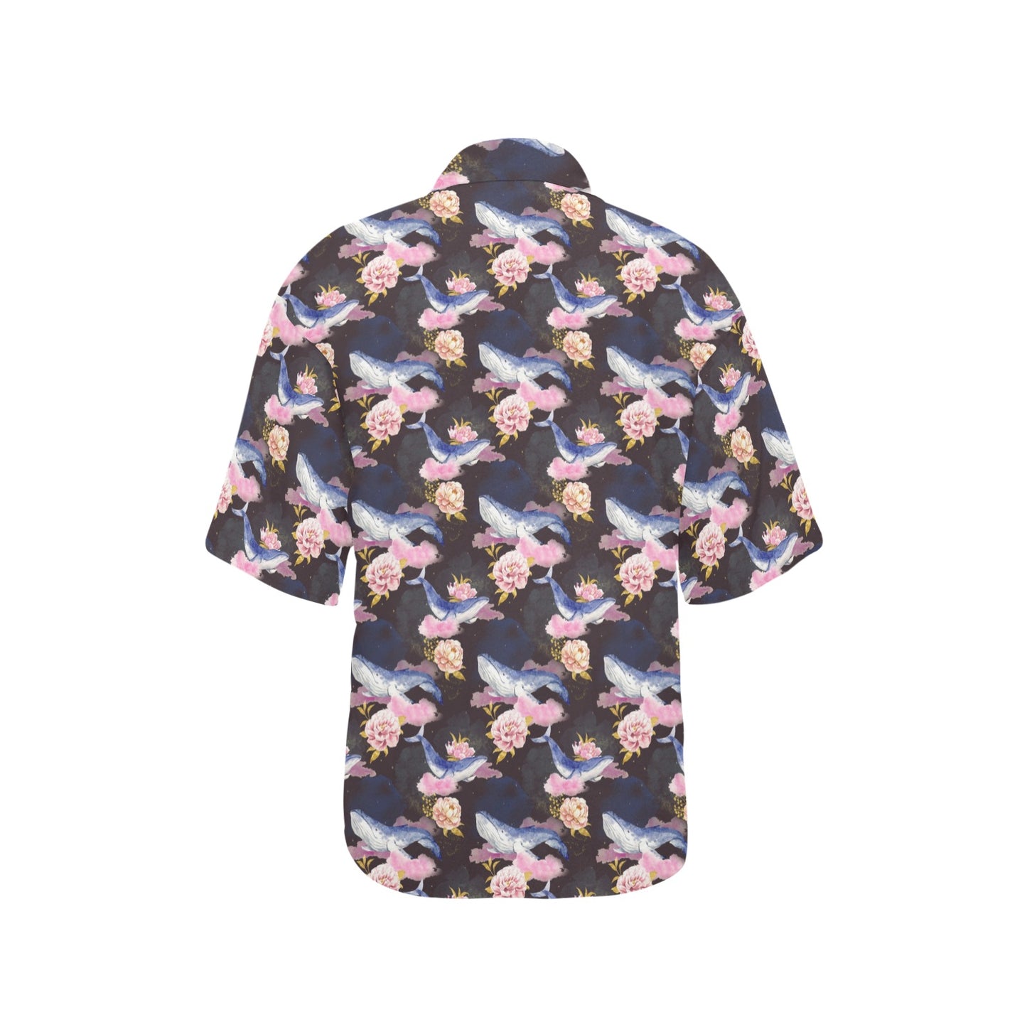 Blue Whale Print Design LKS401 Women's Hawaiian Shirt