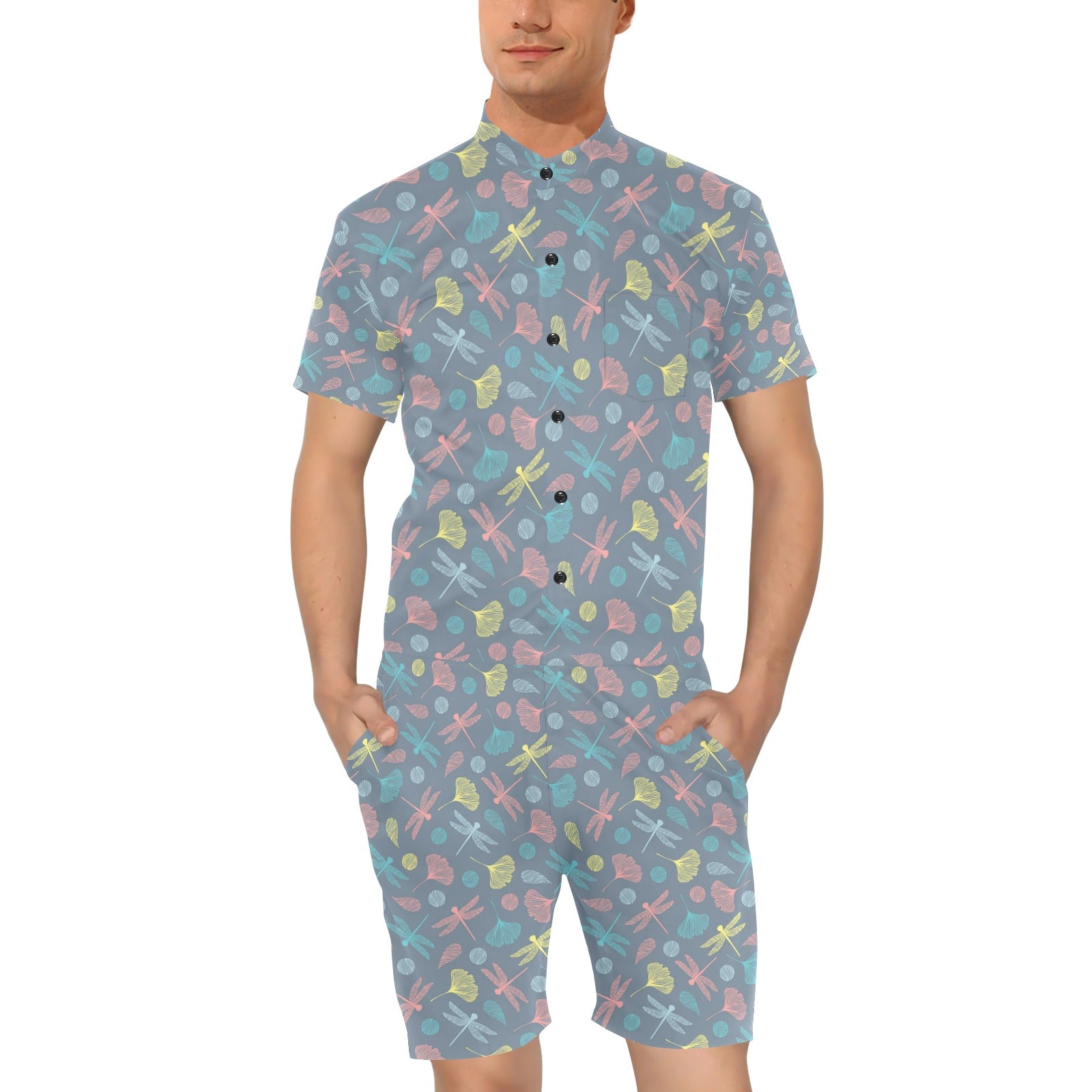 Dragonfly Print Design LKS403 Men's Romper