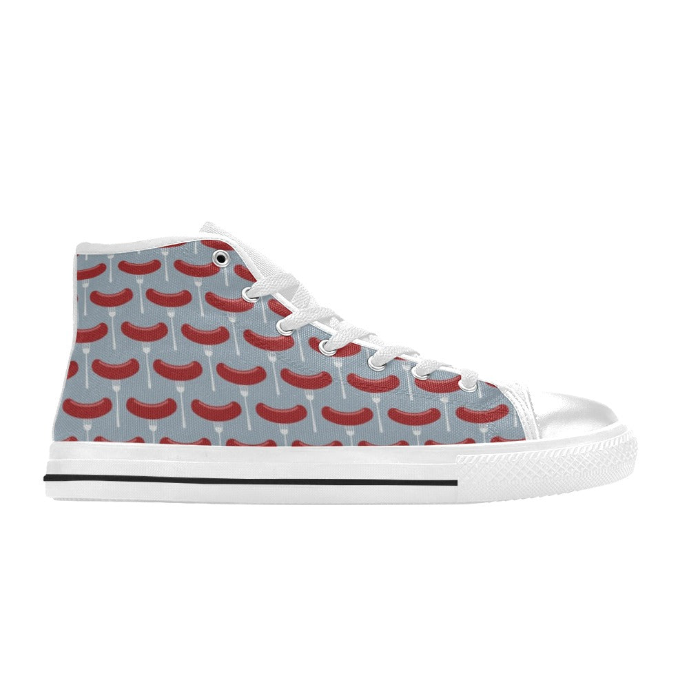 Sausage Print Design LKS301 High Top Women's White Shoes