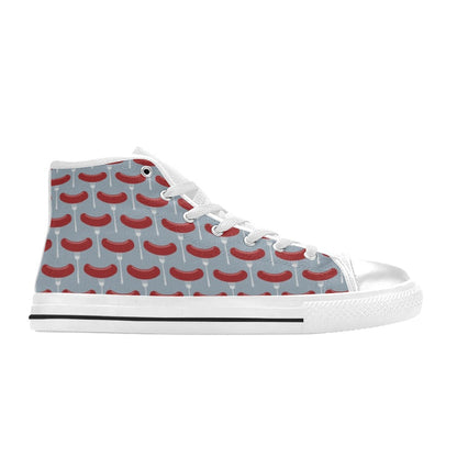 Sausage Print Design LKS301 High Top Women's White Shoes
