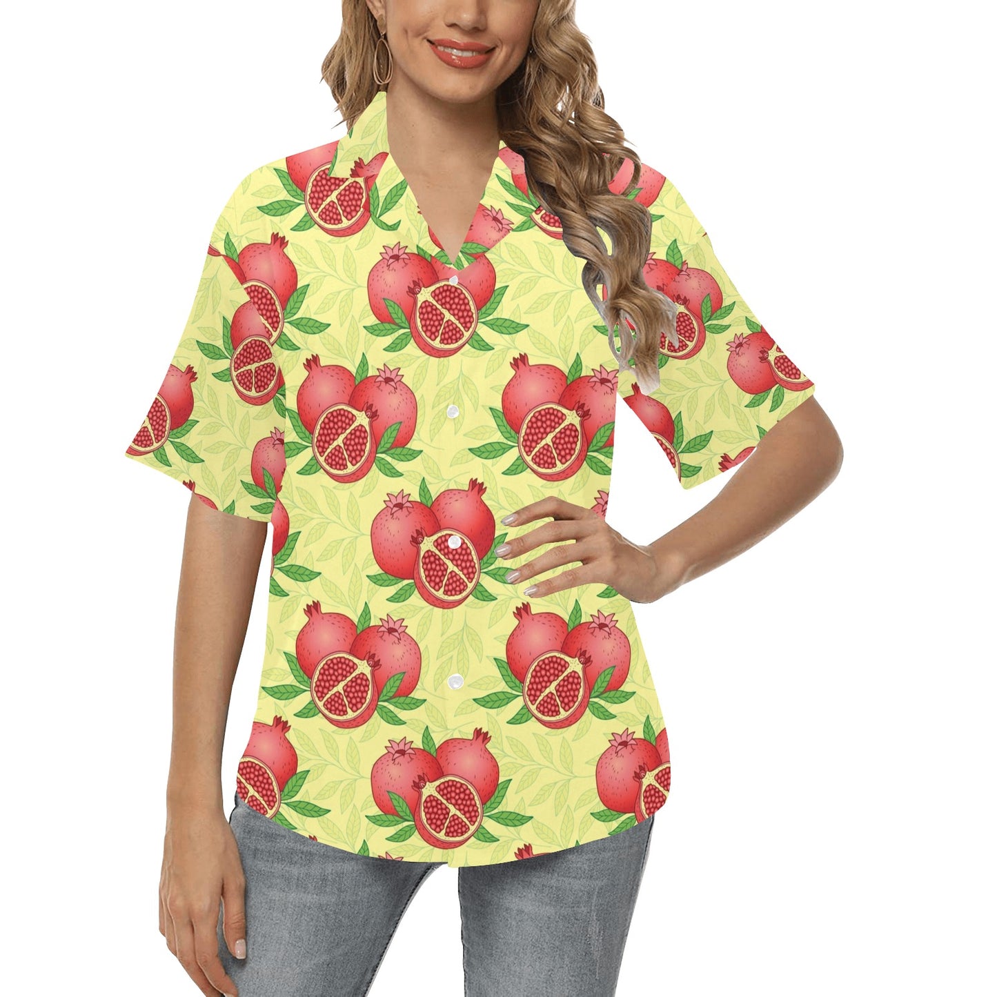Pomegranate Pattern Print Design PG07 Women's Hawaiian Shirt