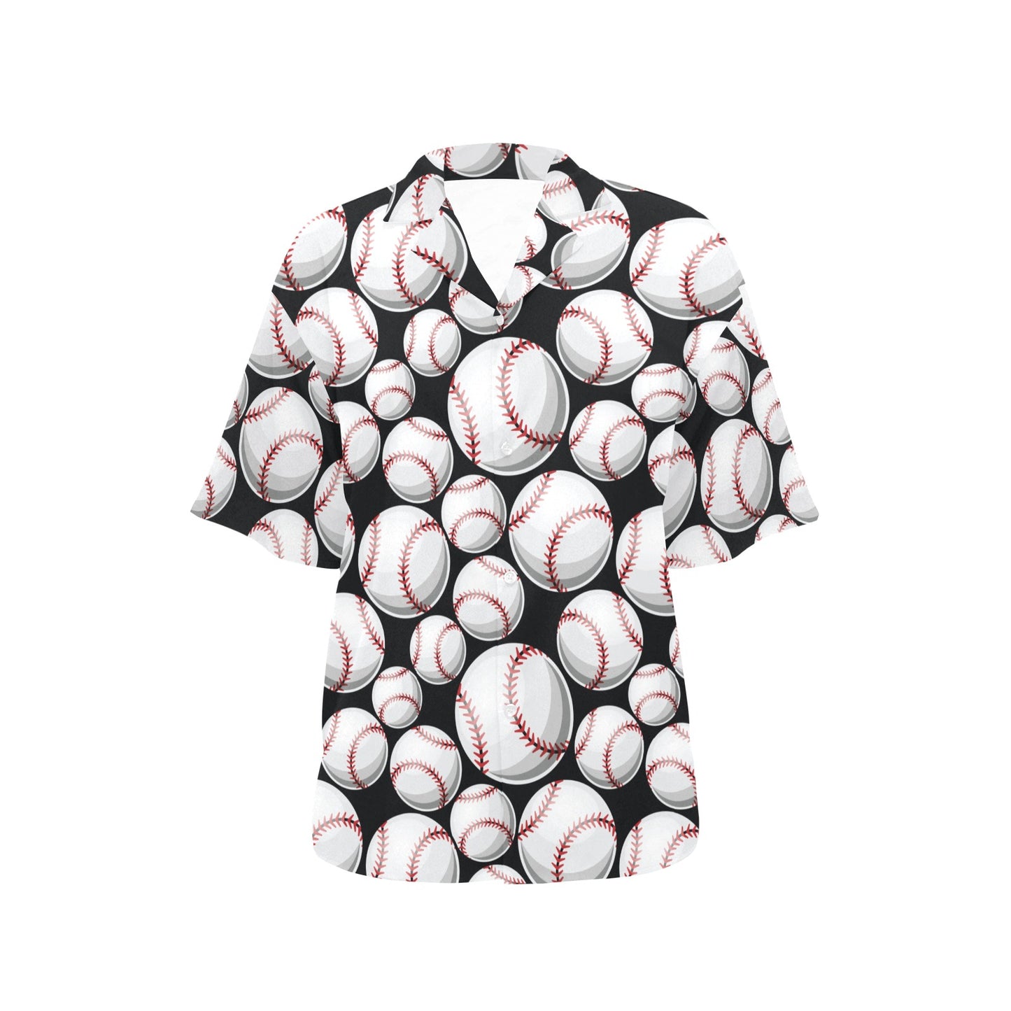 Baseball Black Background Women's Hawaiian Shirt