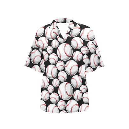 Baseball Black Background Women's Hawaiian Shirt