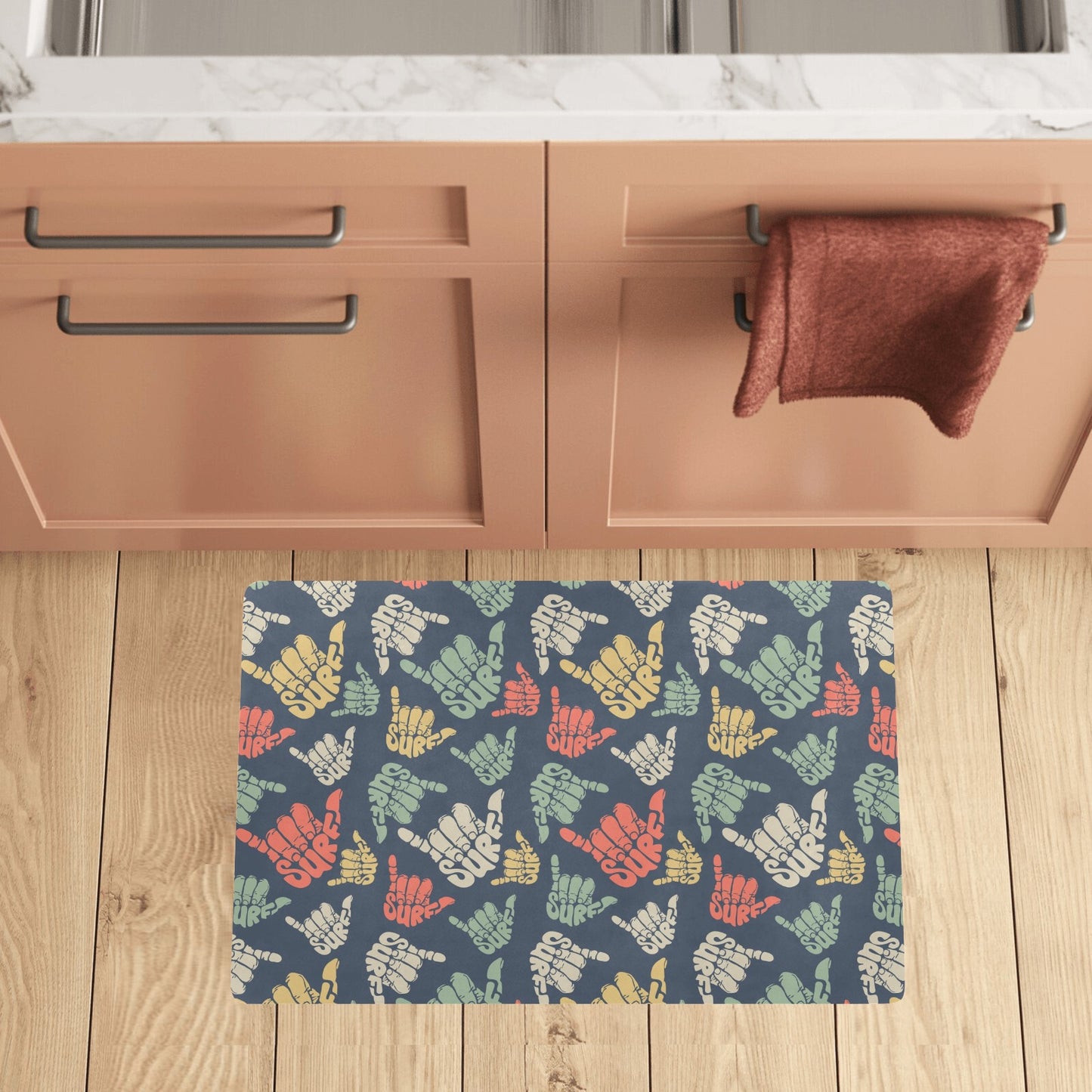 Surf Hand sign Kitchen Mat