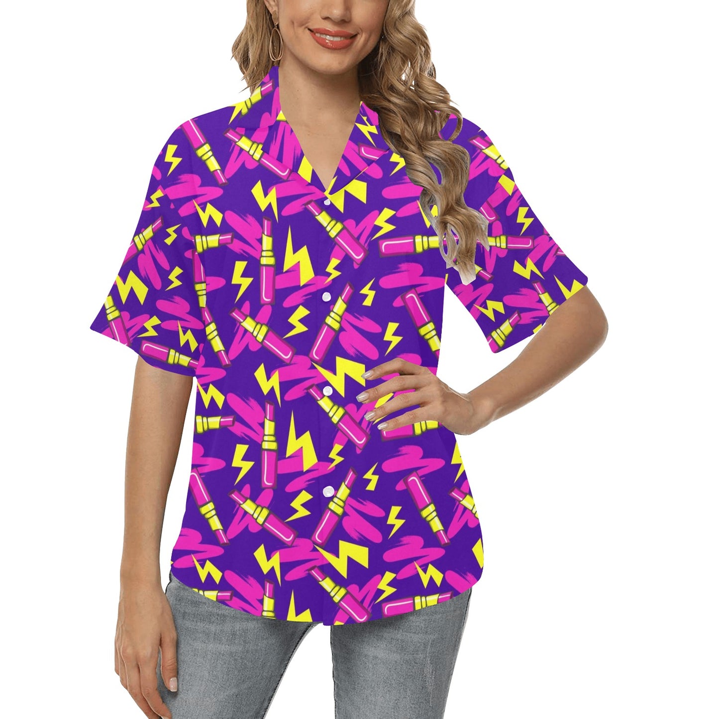 Lipstick Pattern Print Design LT04 Women's Hawaiian Shirt