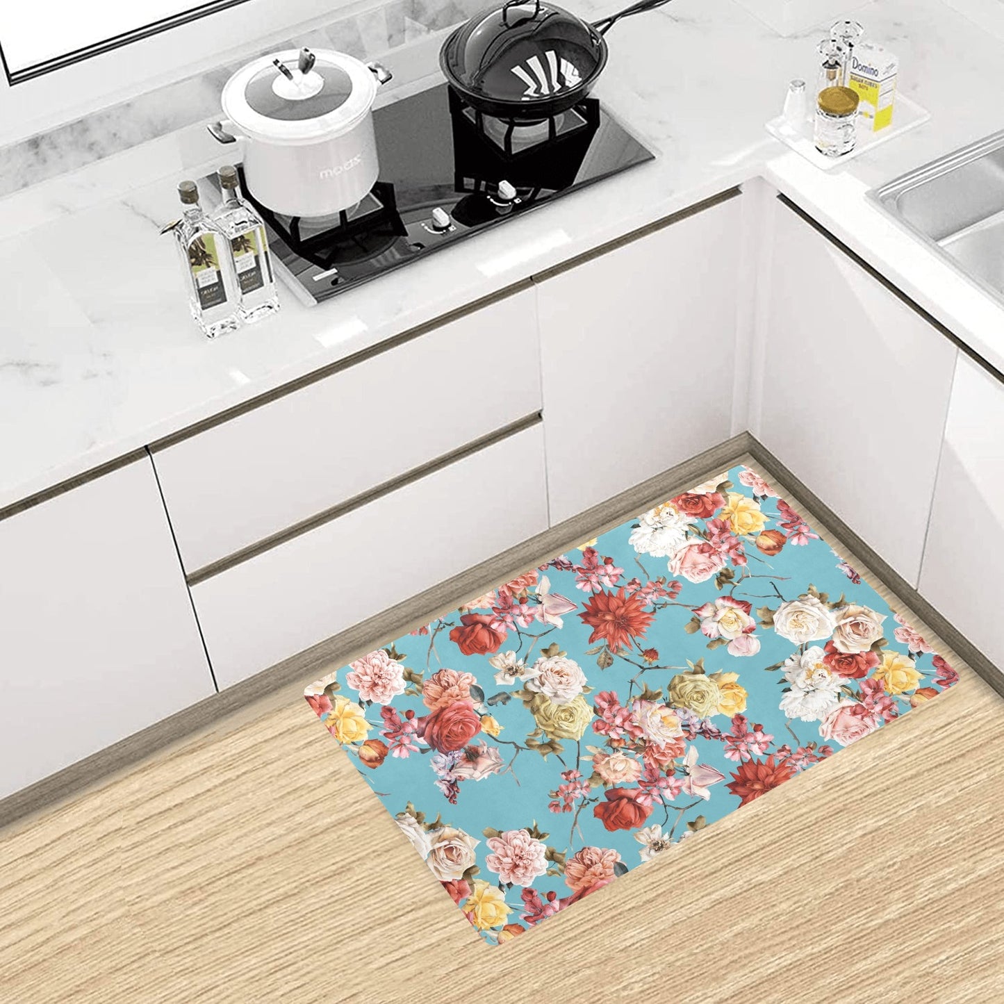 Summer Floral Pattern Print Design SF05 Kitchen Mat