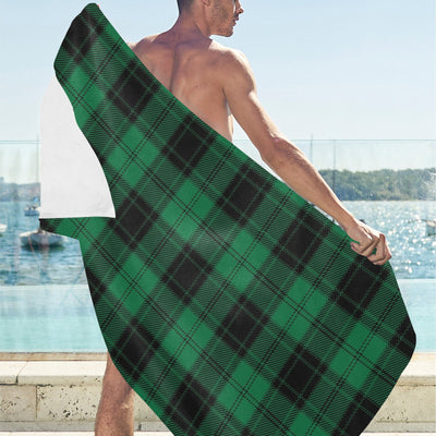 Tartan Green Print Design LKS302 Beach Towel 32" x 71"