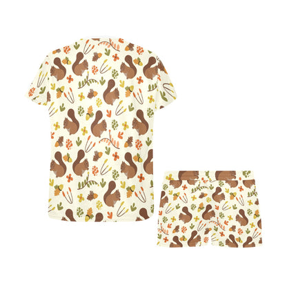 Squirrel Print Design LKS3010 Women's Short Pajama Set