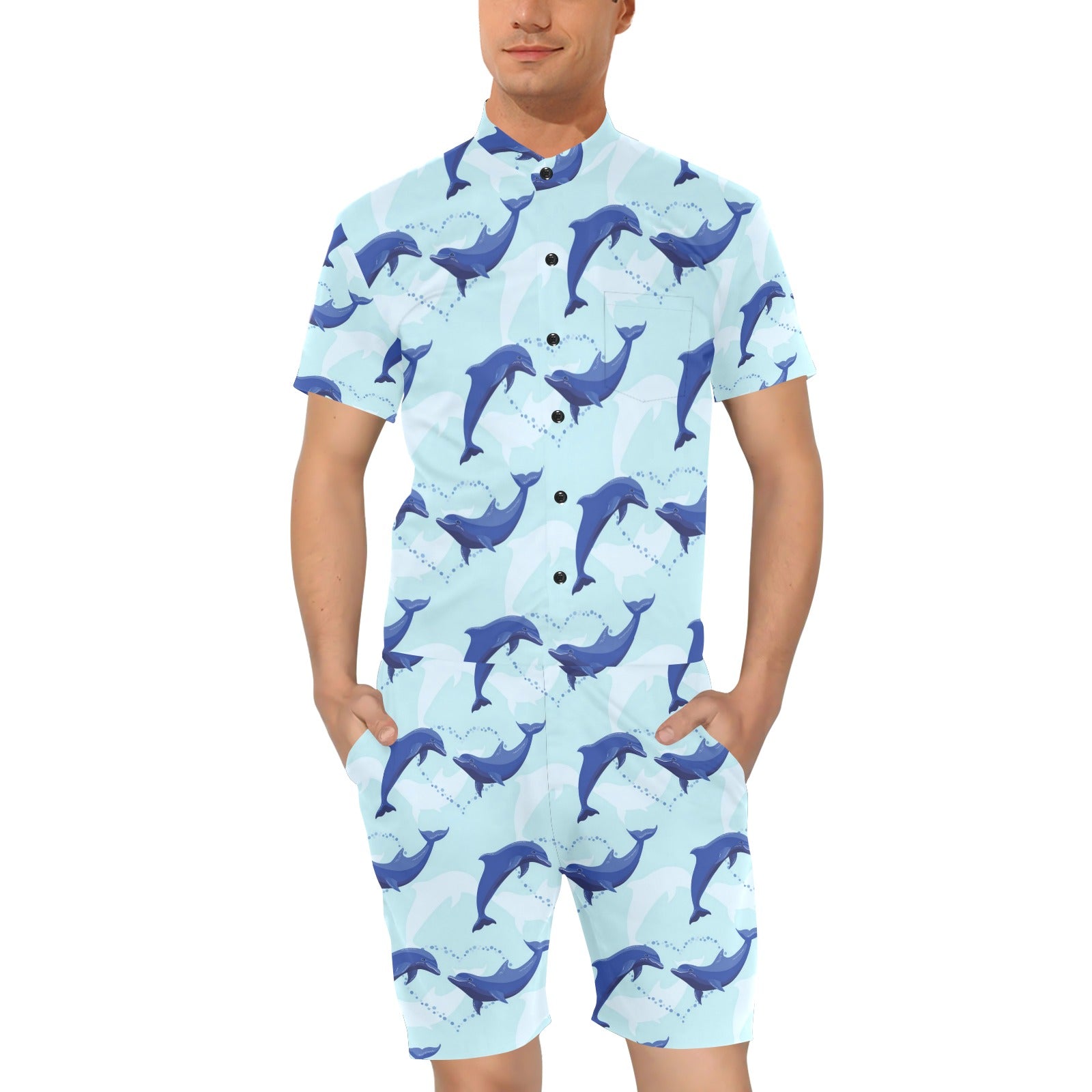 Dolphin Heart Pattern Men's Romper