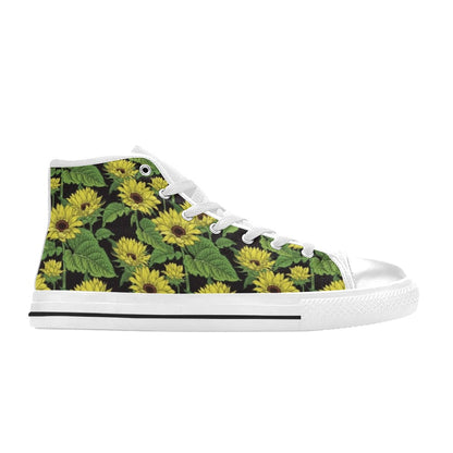 Sunflower Print Design LKS3010 High Top Women's White Shoes
