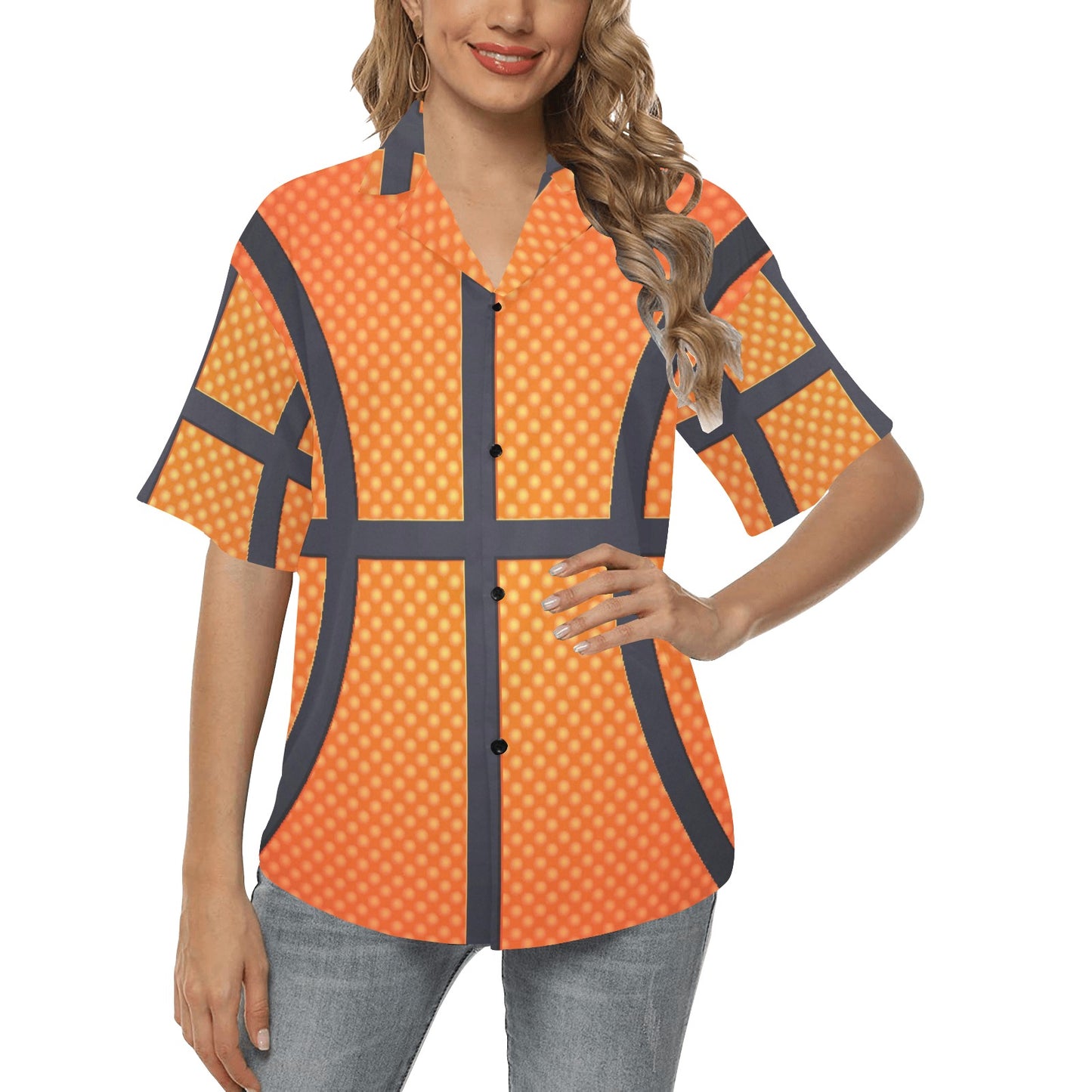 Basketball Texture Print Pattern Women's Hawaiian Shirt