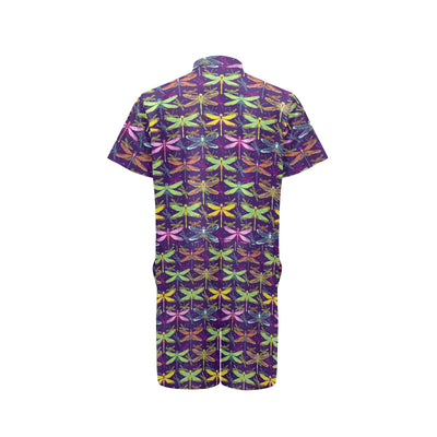 Dragonfly Neon Color Print Pattern Men's Romper