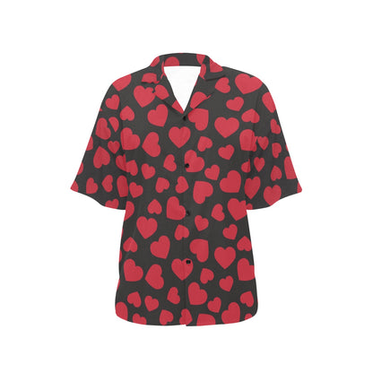 Heart Red Pattern Print Design HE01 Women's Hawaiian Shirt